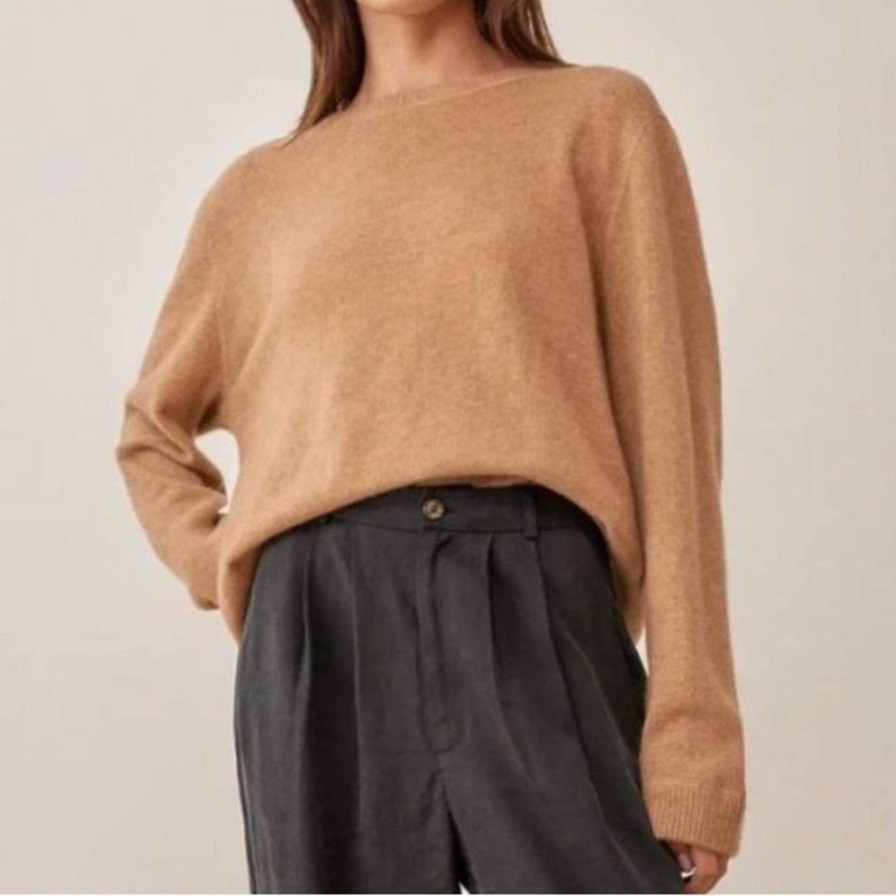 Reformation Cashmere Boyfriend Sweater XS Camel